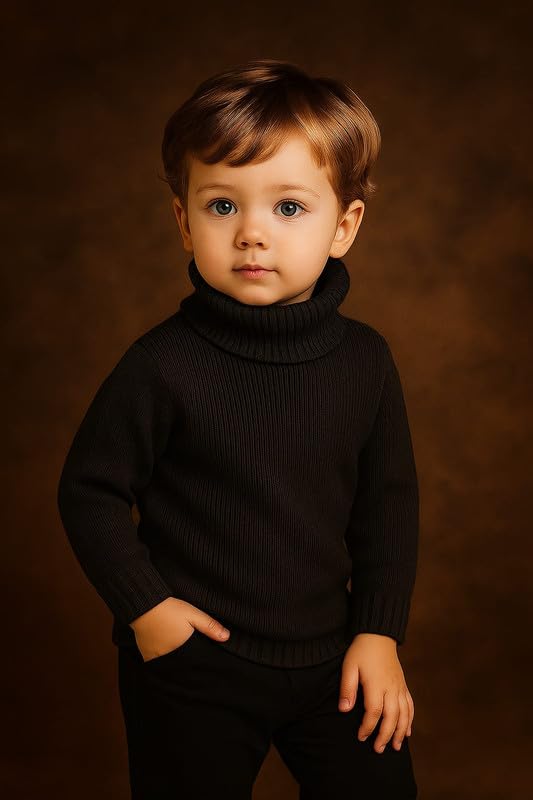 Krystle Children’s Winter High Neck Pullover | Cozy Woolen Sweater for Kids (Black,3-4 Years) - Image 2