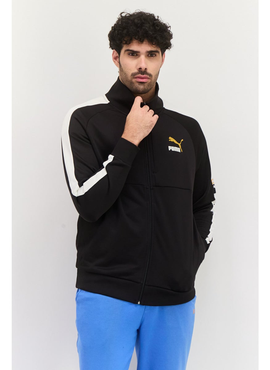 PUMA Men Sportswear Fit Long Sleeves Outdoor T7 Track Jacket, Black/White  - Image 1