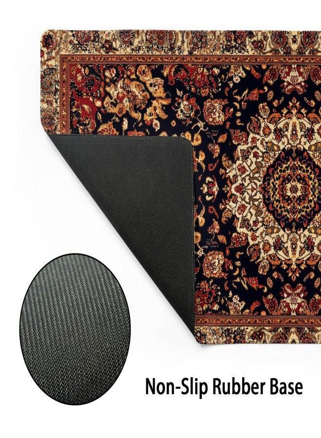 aportt Vintage Rug Gaming Mouse Pad XL Dark Brown Retro Carpet Aesthetic Extended Large Mat Mousepad Desk Pad Non-Slip Rubber Base Stitched Edge Flower Keyboard Pad Playmat for Computer,31.5×11.8 Inch - Image 3