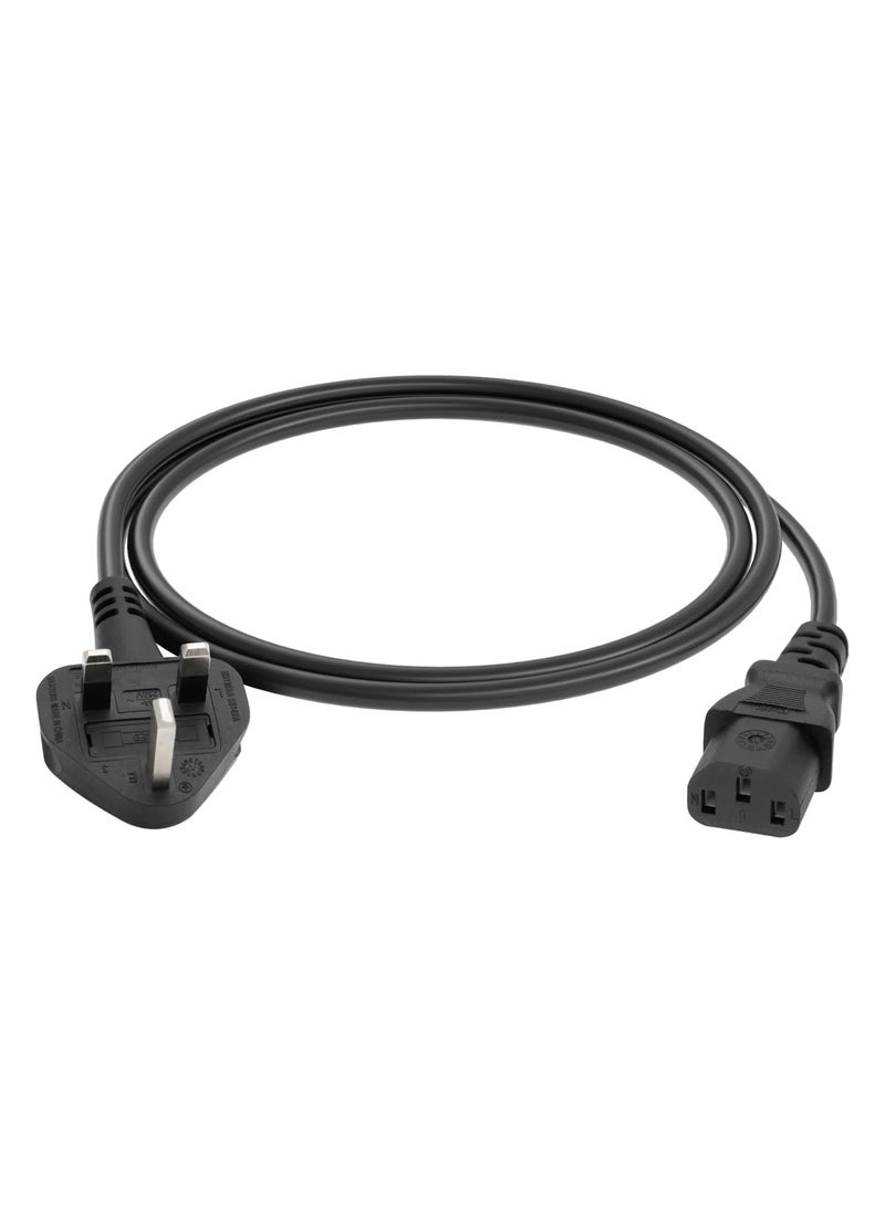Generic - "UK 3-Pin Power Cable 1.8 Meter with Fuse - High Quality AC Power Cord for Computer, Printer, LCD/LED Monitor - Compatible with Dell, HP, Samsung, Sony, Lenovo" - Image 1