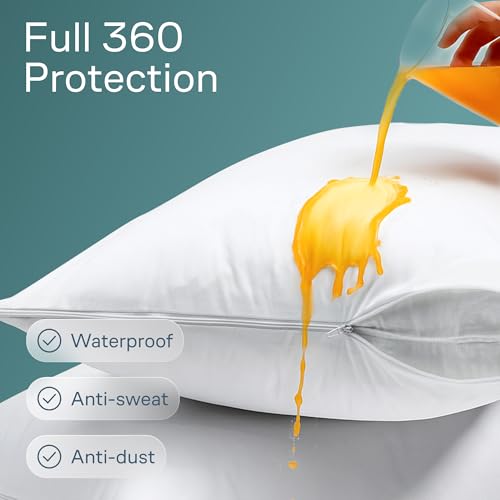 Niagara Sleep Solution Niagara 8 Pack Waterproof Pillow Protectors King 20x36 Inches Smooth Zipper Premium Encasement Covers Quiet Cases Set White - Image 3