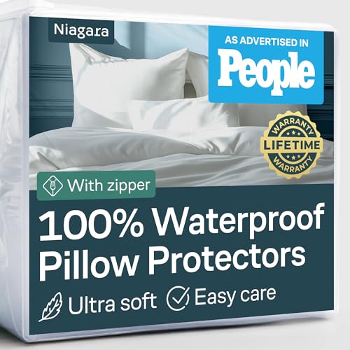 Niagara Sleep Solution Niagara 8 Pack Waterproof Pillow Protectors King 20x36 Inches Smooth Zipper Premium Encasement Covers Quiet Cases Set White - Image 1
