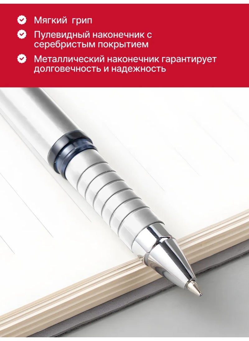 Deli EQ88-BL Ball Point Pen 4-Piece Set, 0.7 mm Mini Tip, Blue - Image 4