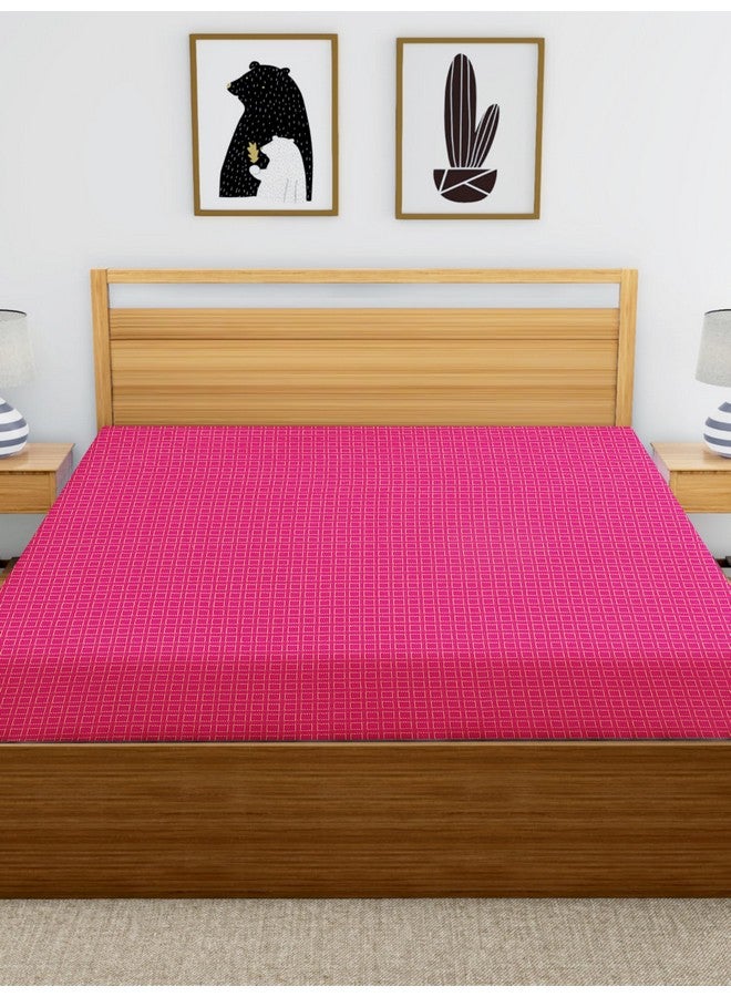 RANGBHAR Handloom Khadi Cotton King Size Bedsheet, 100 x 108 inch, Without Pillow Covers, Woven Checkered Bedcover, Pink - Image 3