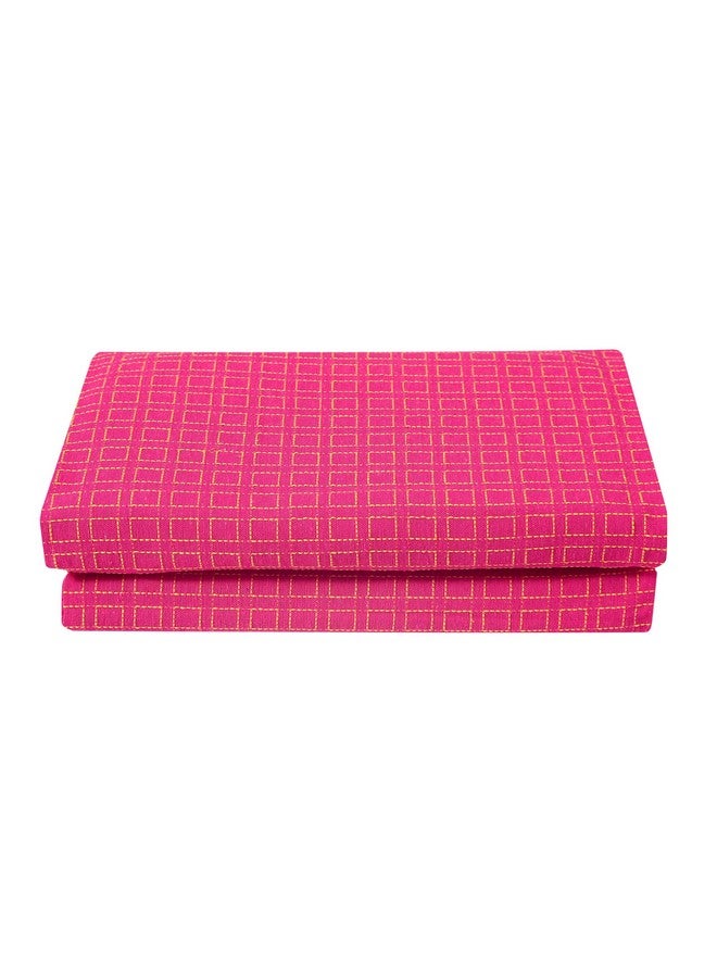 RANGBHAR Handloom Khadi Cotton King Size Bedsheet, 100 x 108 inch, Without Pillow Covers, Woven Checkered Bedcover, Pink - Image 1