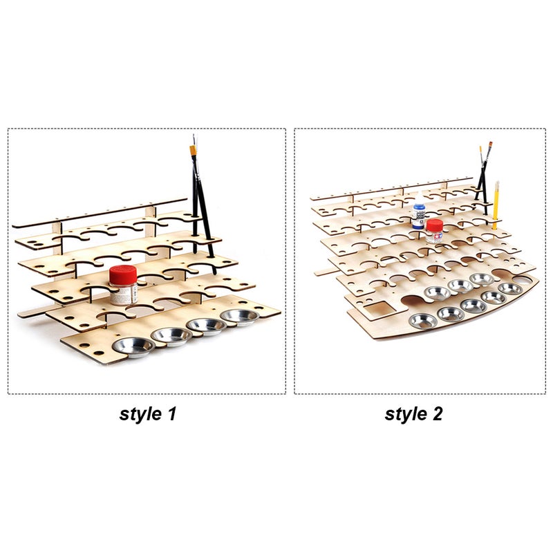DIY Wooden Paint Rack Stand Painting Ink Bottle Storage Holder Organizer Pigment Shelf Paintings Bracket Brushes Tool Stand - Image 3
