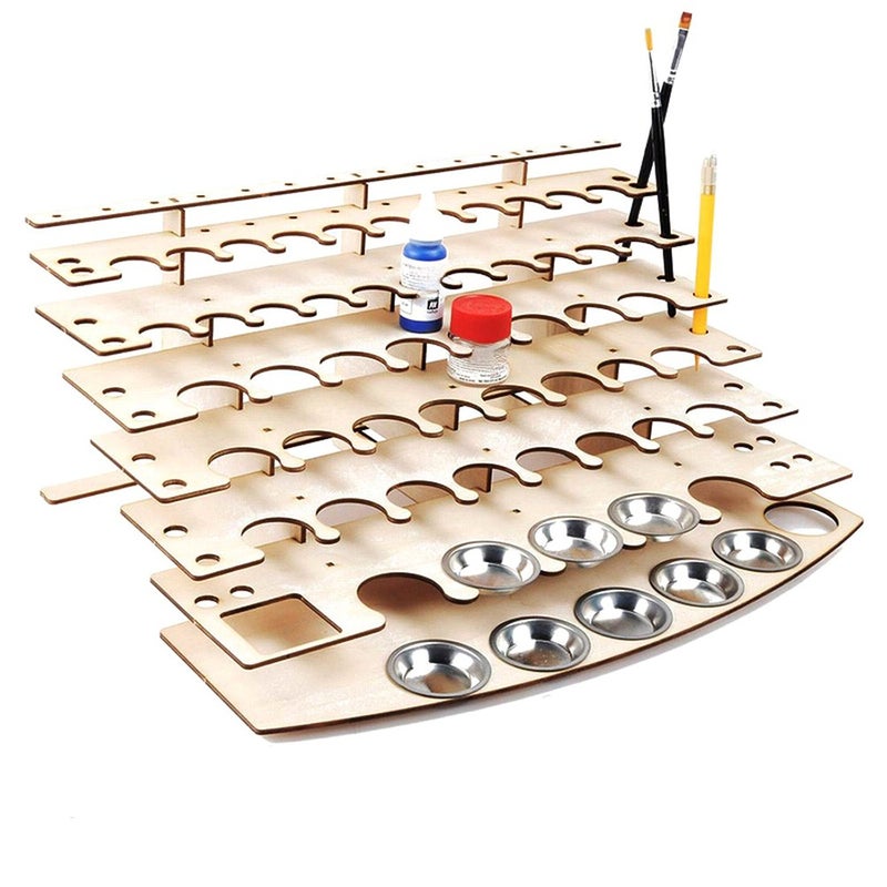 DIY Wooden Paint Rack Stand Painting Ink Bottle Storage Holder Organizer Pigment Shelf Paintings Bracket Brushes Tool Stand - Image 1