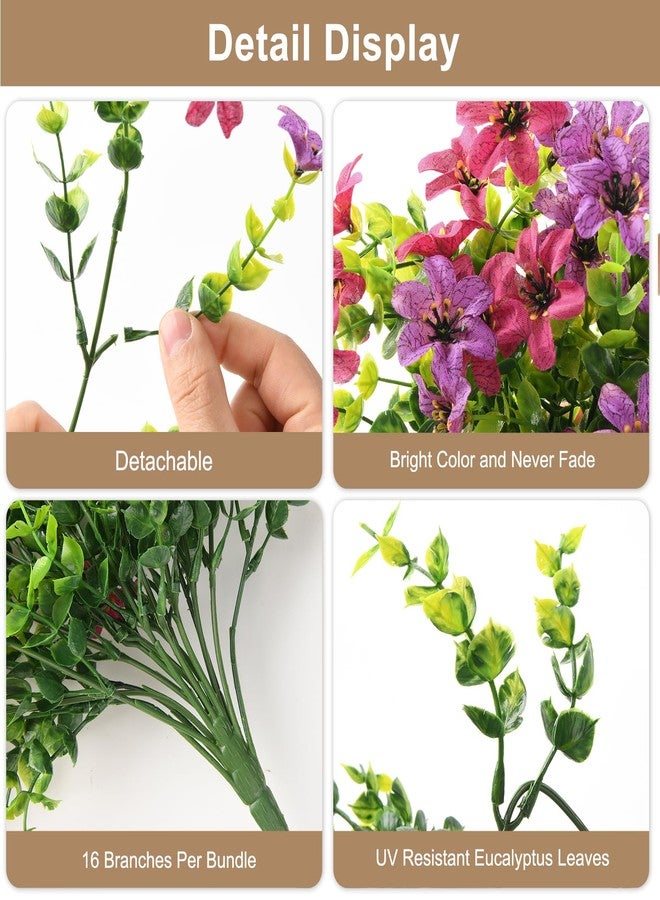 ZFProcess Artificial Hanging Flowers for Outdoors, 2 Pcs Fake Hanging Plant Spring Summer Decor, UV Resistant No Fade Realistic Faux Flower for Front Door Porch Planter Patio Garden Yard(Light Purple Red) - Image 5