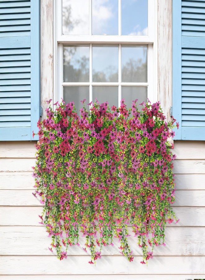 ZFProcess Artificial Hanging Flowers for Outdoors, 2 Pcs Fake Hanging Plant Spring Summer Decor, UV Resistant No Fade Realistic Faux Flower for Front Door Porch Planter Patio Garden Yard(Light Purple Red) - Image 3