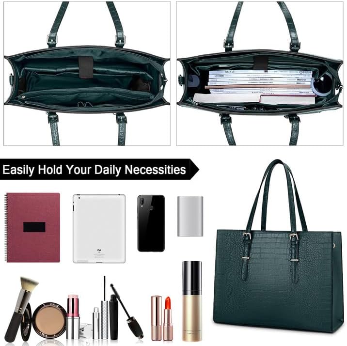 Lubardy Laptop Bag for Women 15.6 inch Laptop Tote Bag Leather Classy Computer Briefcase - Image 2