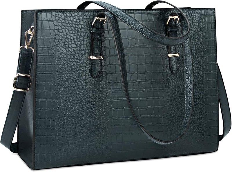 Lubardy Laptop Bag for Women 15.6 inch Laptop Tote Bag Leather Classy Computer Briefcase - Image 1