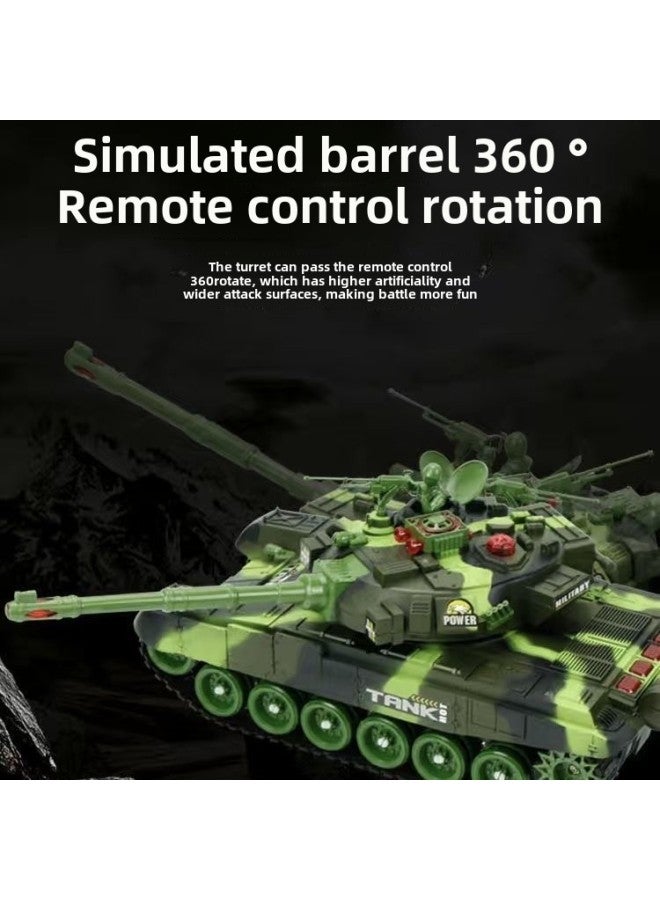 Remote Control Small Tank Can Launch Parent-child Battle Crawler Off-road Vehicle Toy Children Boy-Color:Armored Extra LarGe 44CM [camouflaGe Yellow] Simulated Battle + RotatinG Turret + 2.4G Remote Control-Specifications:2 Pieces Of Body Batteries  - Image 4
