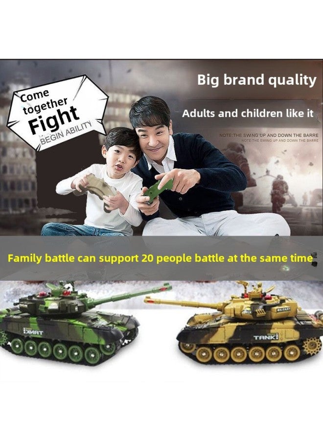 Remote Control Small Tank Can Launch Parent-child Battle Crawler Off-road Vehicle Toy Children Boy-Color:Armored Extra LarGe 44CM [camouflaGe Yellow] Simulated Battle + RotatinG Turret + 2.4G Remote Control-Specifications:2 Pieces Of Body Batteries  - Image 3