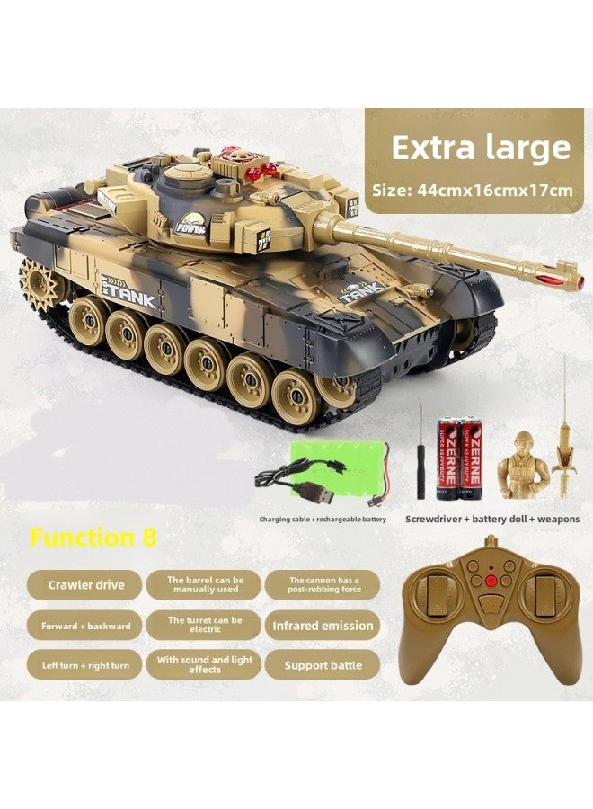 Remote Control Small Tank Can Launch Parent-child Battle Crawler Off-road Vehicle Toy Children Boy-Color:Armored Extra LarGe 44CM [camouflaGe Yellow] Simulated Battle + RotatinG Turret + 2.4G Remote Control-Specifications:2 Pieces Of Body Batteries  - Image 1