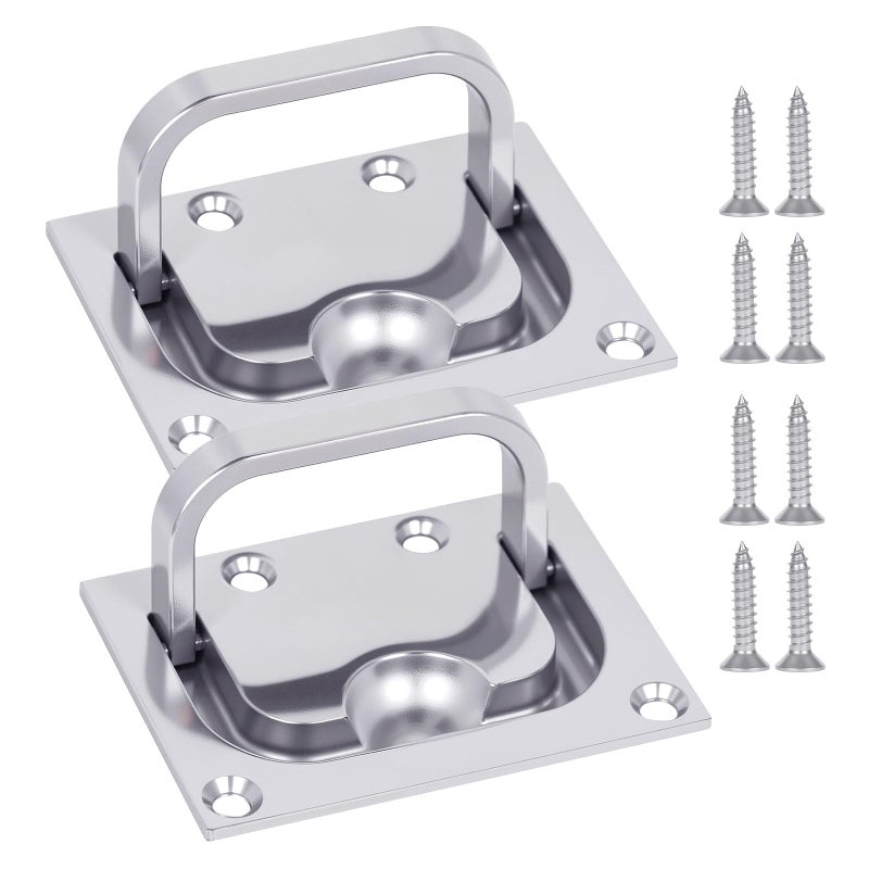 Pyntrax 316 Stainless Steel Flush Lifting Handle and Recessed Door Pull with Mount Screws for Boat Deck Hatch Handle, Floor, Toolbox and Furniture (2 Pack) - Image 1