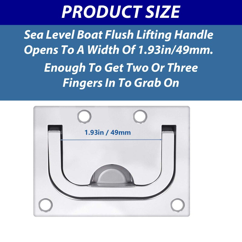 Pyntrax 316 Stainless Steel Flush Lifting Handle and Recessed Door Pull with Mount Screws for Boat Deck Hatch Handle, Floor, Toolbox and Furniture (2 Pack) - Image 3
