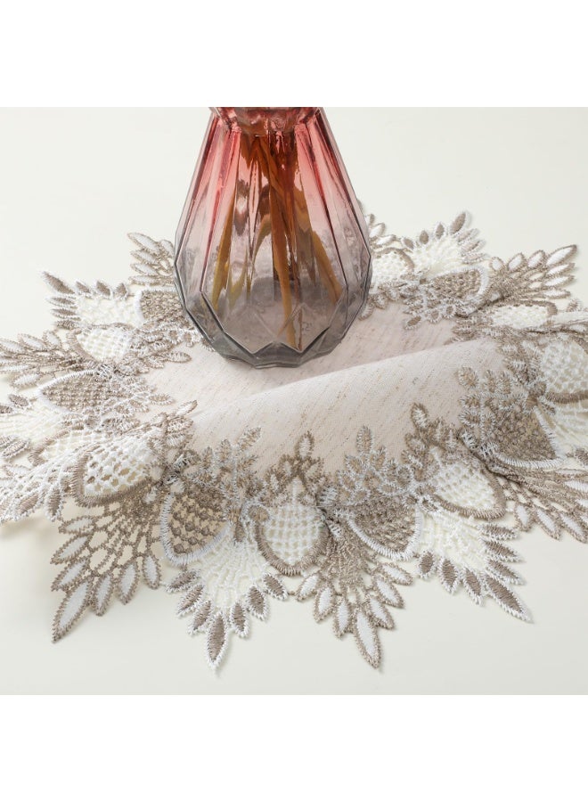 Bukela Natural Linen Doilies, 4 Pcs 38cm Round Lace Doilies for Tables Neutral Earth Tones Beige Table Topper Vintage Rustic Macrame Place Mats for Home Kitchen Dining Coffee Table Dresser Tea Party - Image 5