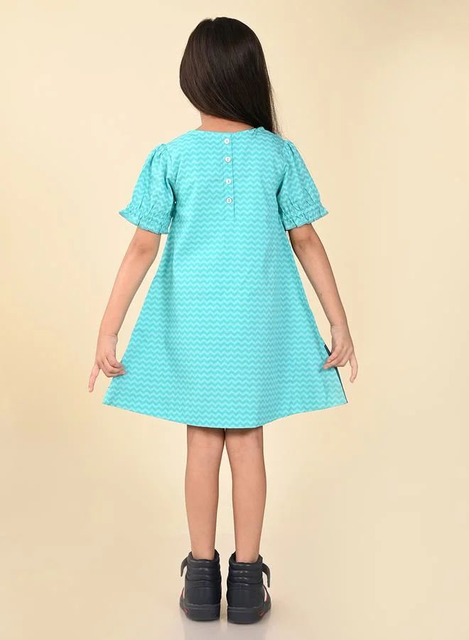 LILPICKS Duck Graphic Print Puff Sleeves Dress by Styli