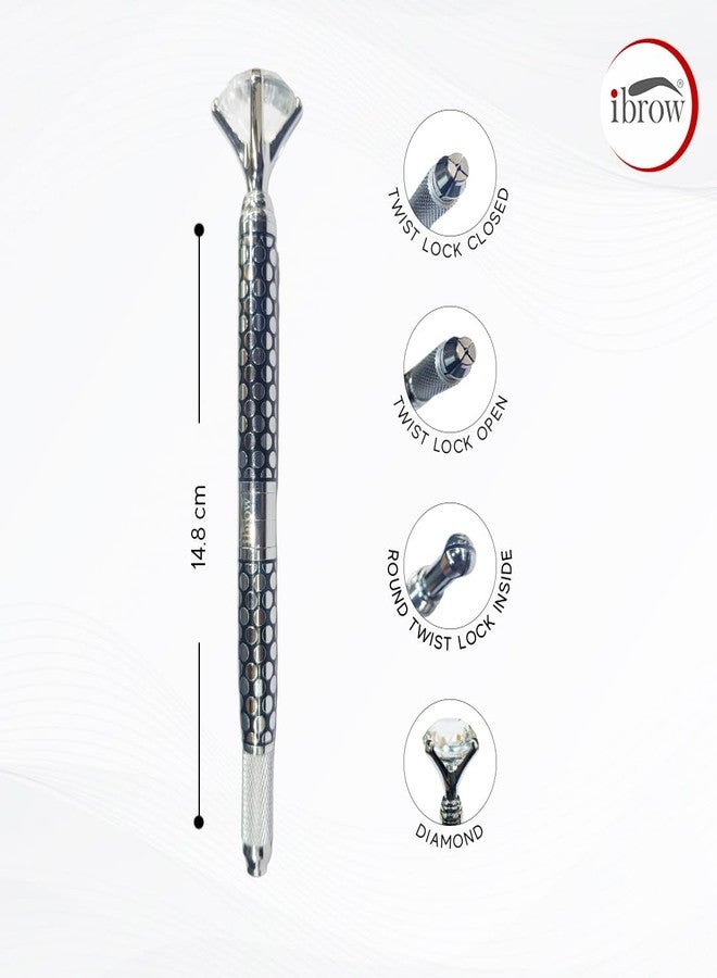 ibrow Microblading Pen Holder for Brows | Solitaire PMU Pen with Sterile Tip | Semi-Permanent Makeup Tool for Precision Strokes | Artist Recommended (Silver) - Image 4