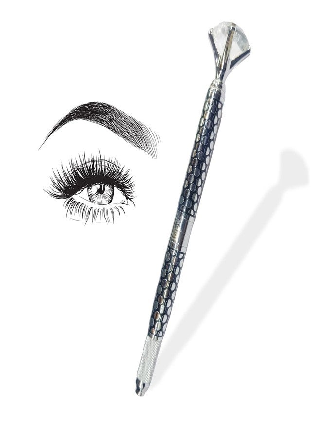 ibrow Microblading Pen Holder for Brows | Solitaire PMU Pen with Sterile Tip | Semi-Permanent Makeup Tool for Precision Strokes | Artist Recommended (Silver) - Image 1