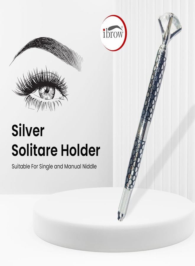 ibrow Microblading Pen Holder for Brows | Solitaire PMU Pen with Sterile Tip | Semi-Permanent Makeup Tool for Precision Strokes | Artist Recommended (Silver) - Image 2