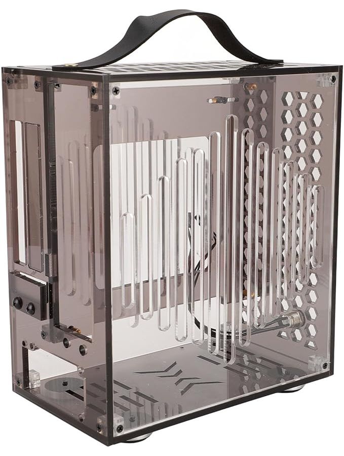 علبة كمبيوتر محمولة صغيرة الحجم بتصميم ITX شفافة بالكامل، سطح مكتب أسود مع مقبض، تدعم قرص SSD بحجم 2.5 بوصة للأعمال اليدوية - Image 1