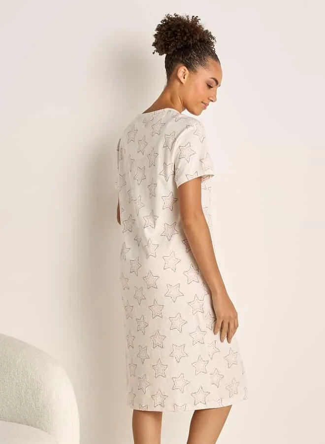 سبلاش فيڤ Printed Sleepshirt with Short Sleeves