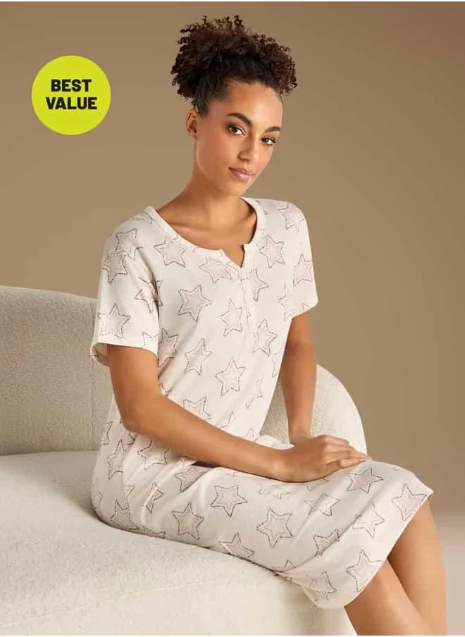 FAV Printed Sleepshirt with Short Sleeves