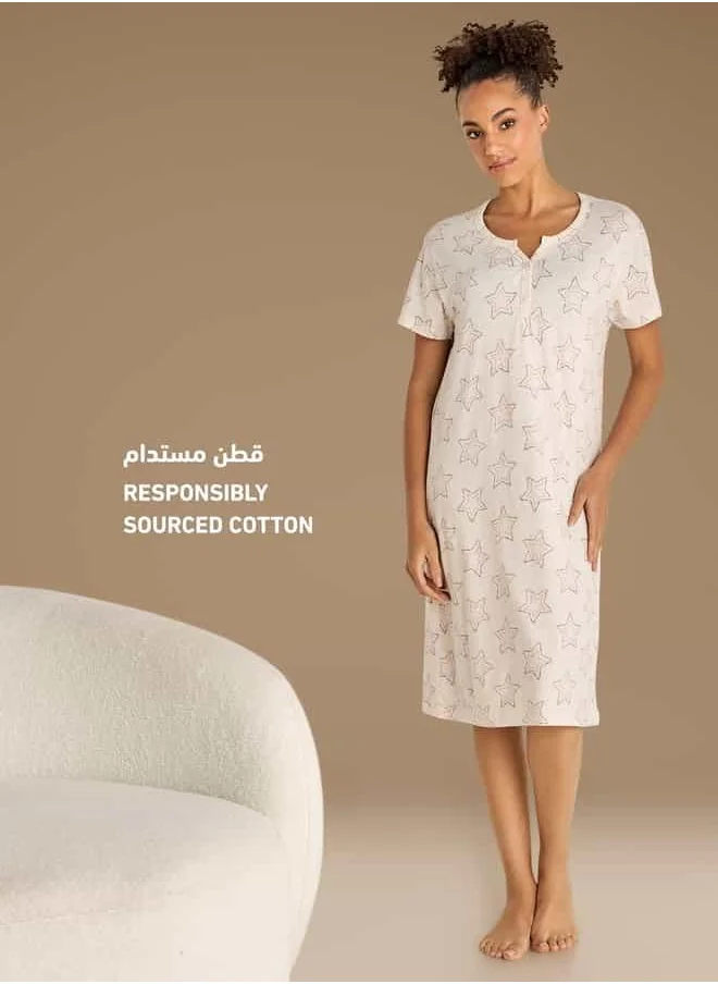 FAV Printed Sleepshirt with Short Sleeves