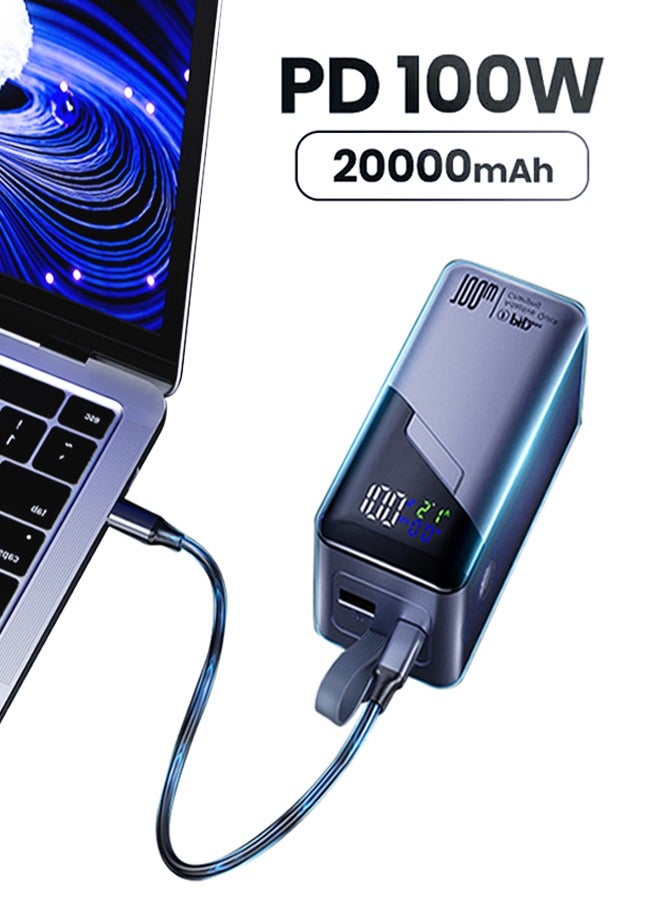Kelesa 20000mAh 100W Power Bank Fast Charging Portable Charger Laptop Charger Portable with 2 USB C 1 USB A and a Lightning Port Battery Pack for Laptop MacBook Dell iPhone 16 15 Series Galaxy S24 S23 Ultra iPad AirPods Grey  - Image 1