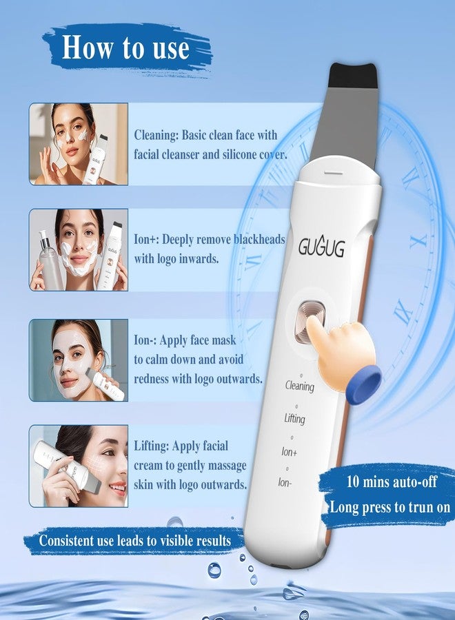GUGUG Skin Scrubber 4-in-1 Waterproof Facial Spatula for Deep Cleansing, Blackhead Removal Tools, Pore Cleaner for Face - Image 5
