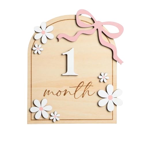 TecoKart® Wooden Baby Milestone Cards for Newborn Photography, Monthly Baby Milestone Props, Cute Milestone Signs for Baby Growth Memory - Image 1