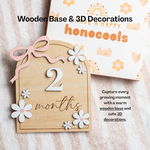 TecoKart® Wooden Baby Milestone Cards for Newborn Photography, Monthly Baby Milestone Props, Cute Milestone Signs for Baby Growth Memory - Image 3