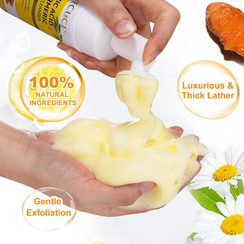 Yecuce Turmeric Cleansing Mousse 150ml, Turmeric Foaming Cleanser Gentle Yet Effective Exfoliation, Deep Cleansing, Brightening and Moisturizing, Suitable for all Skin Types - Image 5