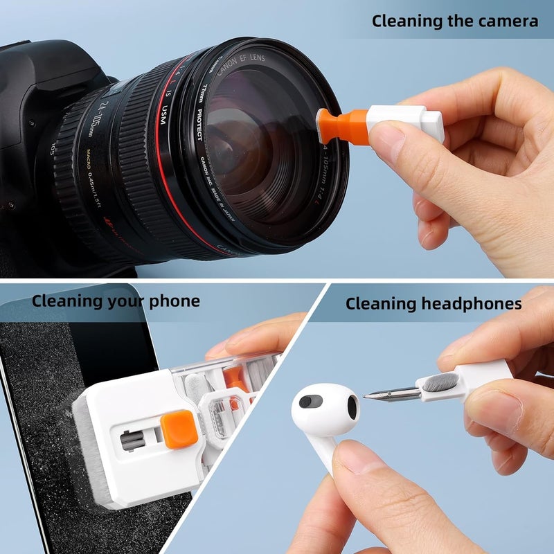 Sounce 10 in 1 Cleaning Kit Computer Screen Brush Tool, Multi-Function Electronic Cleaner Spray for Screen, PCs, Monitors, Keyboards, Desktop, MacBooks, Mobile, iPhones, Earbuds, and Camera - White - Image 3