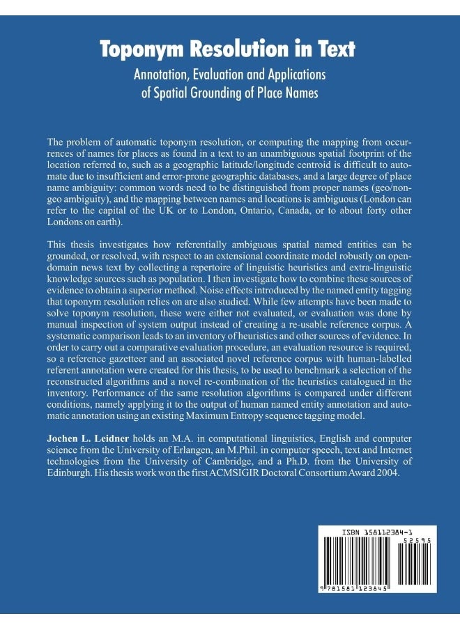 null - Toponym Resolution in Text: Annotation, Evaluation and Applications of Spatial Grounding of Place Names - Image 1