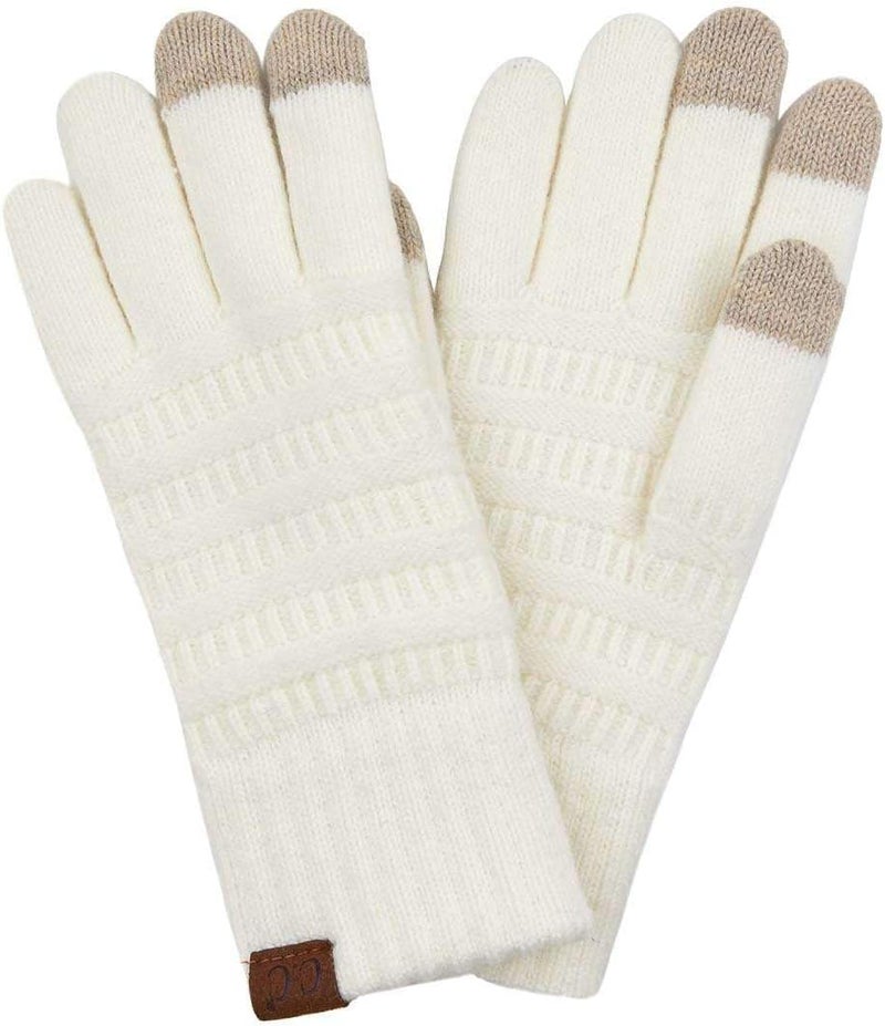 Cc Unisex Cable Knit Winter Warm Anti-Slip Touchscreen Texting Gloves - Image 1