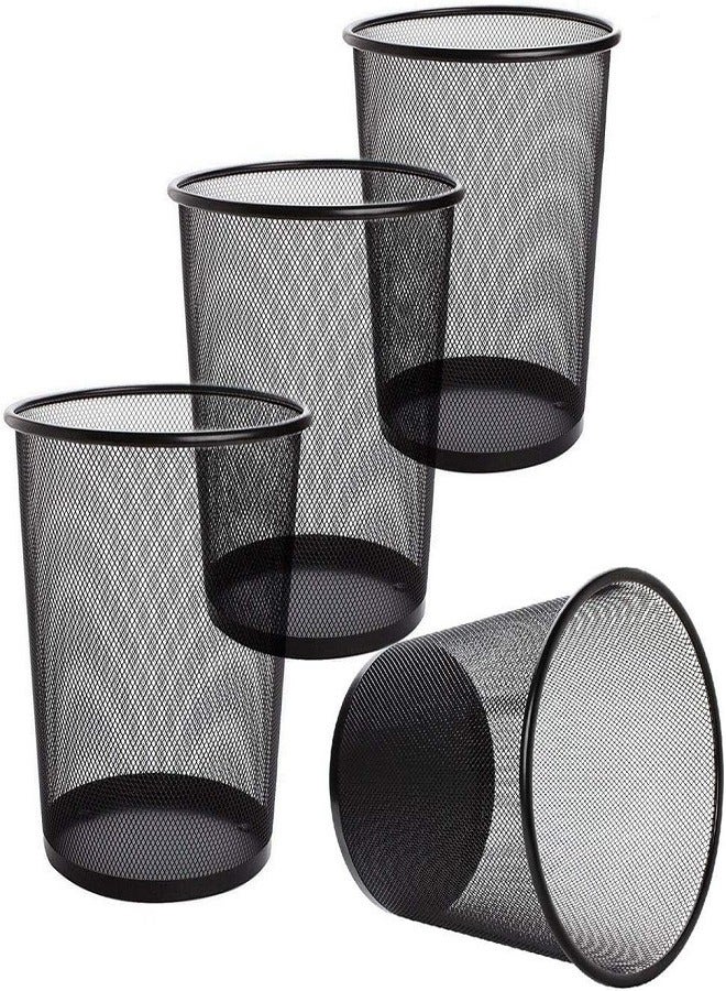 Set of 4 black metal mesh wastebaskets - Image 1