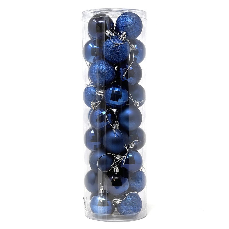 allgala Allgala Christmas Balls 36 PK 2 Inch (5CM) Pre-Strung Shatter Proof Christmas Ornament Balls for Xmas Tree-4 Style-Navy Blue  - Image 3