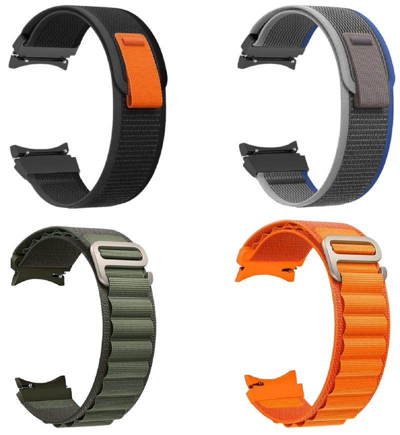FOLX FAB77 Watch Straps/Bands Compatible With Samsung Galaxy Watch 5 Pro/Galaxy Watch 6/5/4 40mm 44mm/ Galaxy Watch 4 Classic 46mm [ COMBO OF 4 ] (BLACK/BLUE/GREEN/ORANGE) - Image 1