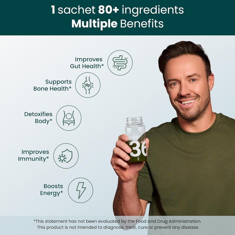 SUPPLY6 360 Greens Powder with 80 Superfoods Ayurvedic Herbs Vitamins Minerals Probiotics  Botanicals  Supports Energy Gut Health  Immunity  PlantBased  No Added Sugar  30 Servings - Image 2