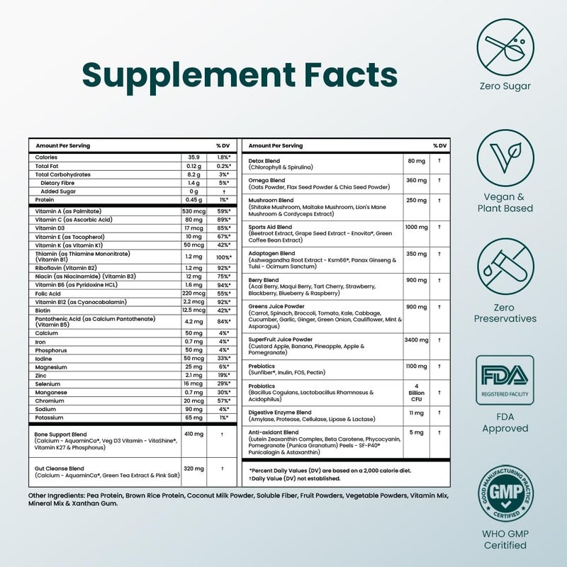 SUPPLY6 360 Greens Powder with 80 Superfoods Ayurvedic Herbs Vitamins Minerals Probiotics  Botanicals  Supports Energy Gut Health  Immunity  PlantBased  No Added Sugar  30 Servings - Image 5
