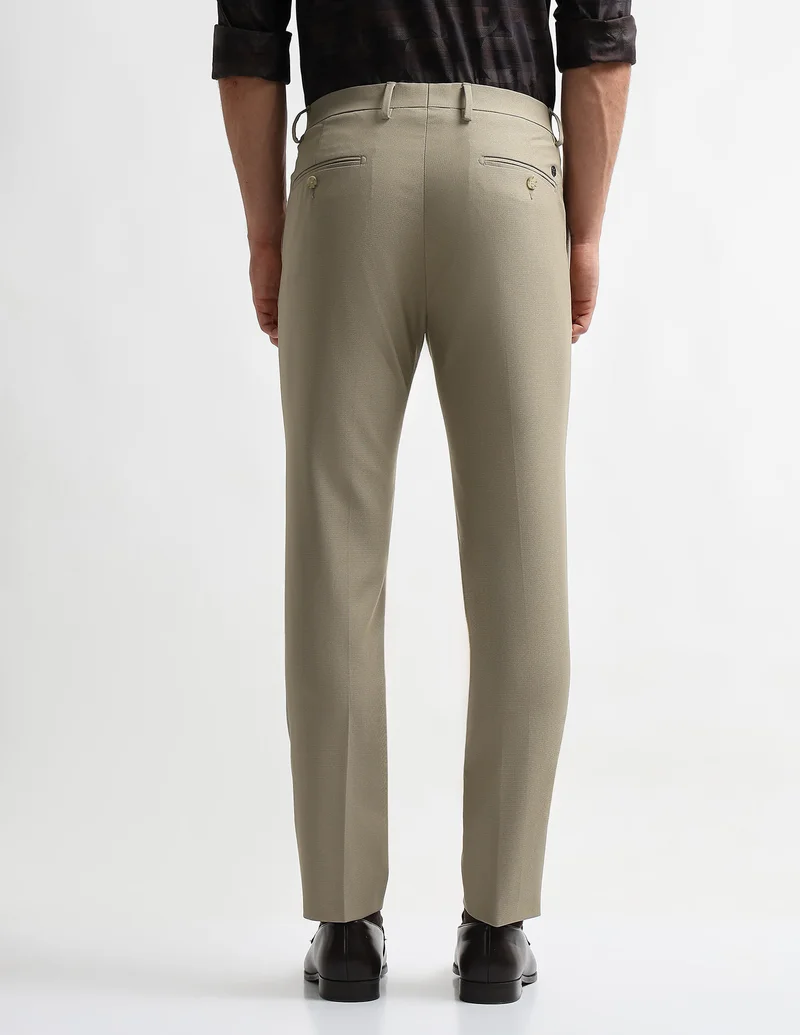 Arrow Beige Mid Rise Super Slim Fit Trousers for Men | Best Price UAE