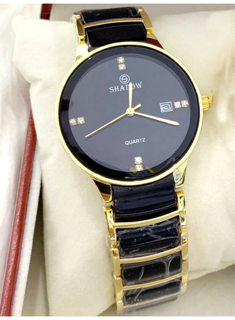 SHADOW Luxury Couple Watch Set - Premium Stainless Steel Matching His and Hers Quartz Wristwatches with Date Display & Crystal Indices - Image 5