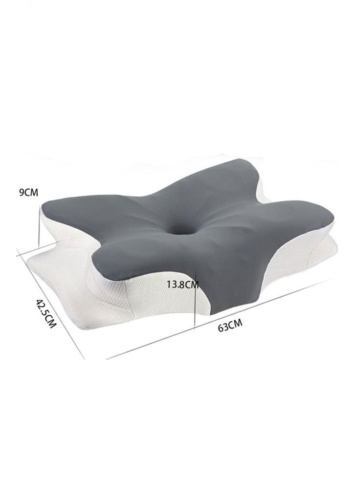 وسادة فراشة من الجاكار المنقط على شكل فراشة باللونين الأبيض والرمادي + صندوق من ورق الكرافت صندوق 63*42.5*13.8 سم - Image 2