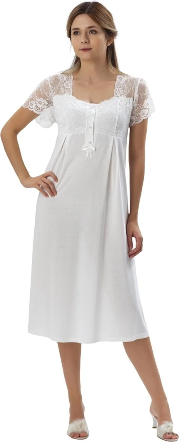 Duchesse 2008 Pregnant Postpartum Dressing Nightgown Set-Ecru