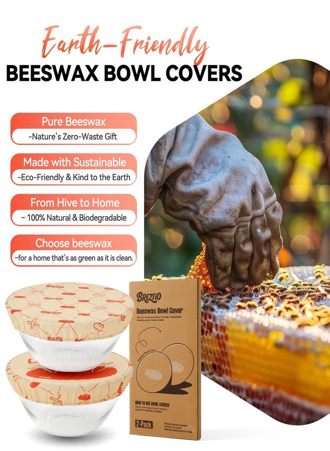 Brezlio Reusable Beeswax Bowl Covers for Bread Proofing - Cotton Sourdough Covers, Elastic Food Storage Covers for Rising Dough & 10-Inch Bowls - 2 Pack - Image 3