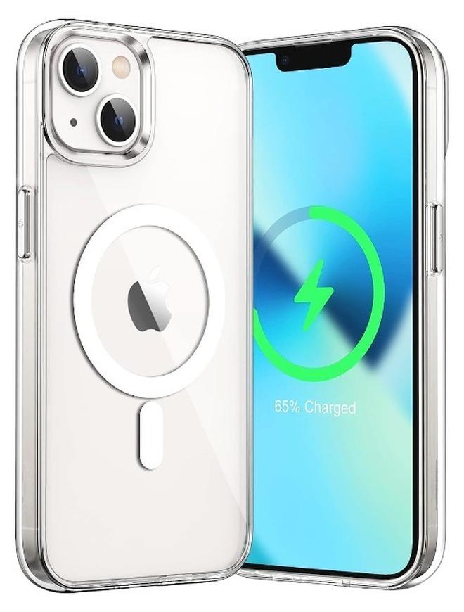 جراب مغناطيسي لموبايل ايفون 13 ميني (iPhone 13 Mini) متوافق مع الشحن اللاسلكي ماج سيف، غطاء ممتص للصدمات مضاد للخدش (شفاف)، بولي يوريثين حراري - بي سي - Image 1