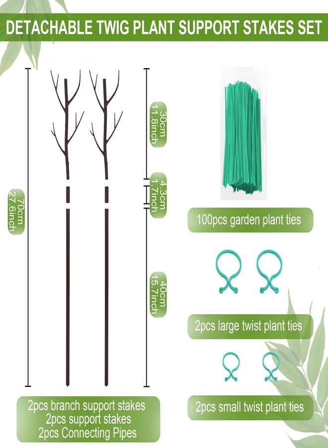 Vocray Plant Support Stakes for Indoor Plants,Trellis for House Potted Plants Flower,Monstera Support Sticks with Orchid Clips,Twist Ties(2 Pack Brown) - Image 2
