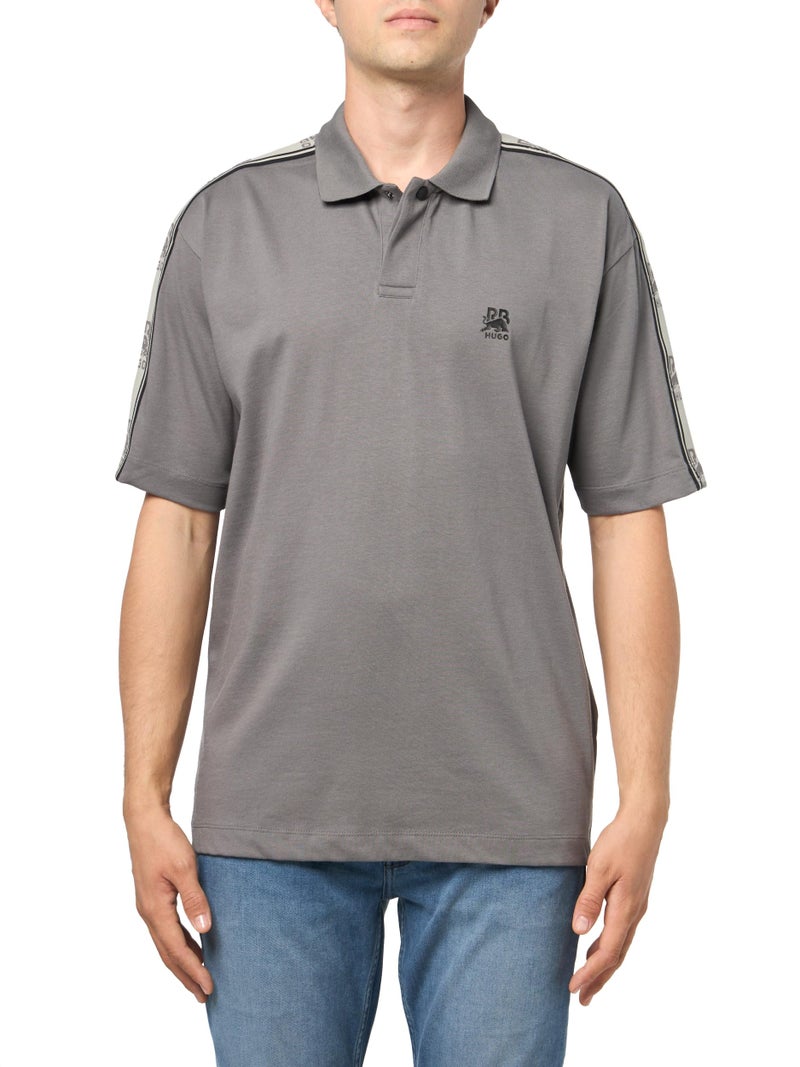 HUGO F1 RB Logo Taping Polo Shirt Open Grey M